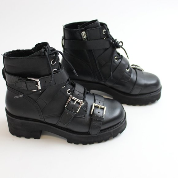 ash razor black leather boot